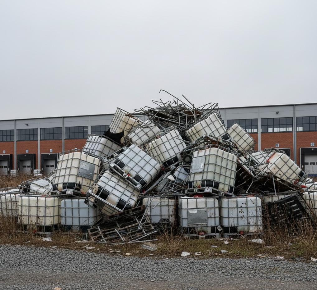 IBC totes ready for recycling and material recovery